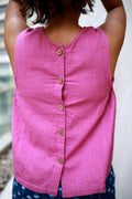 Cotton Button-Back Top Pink