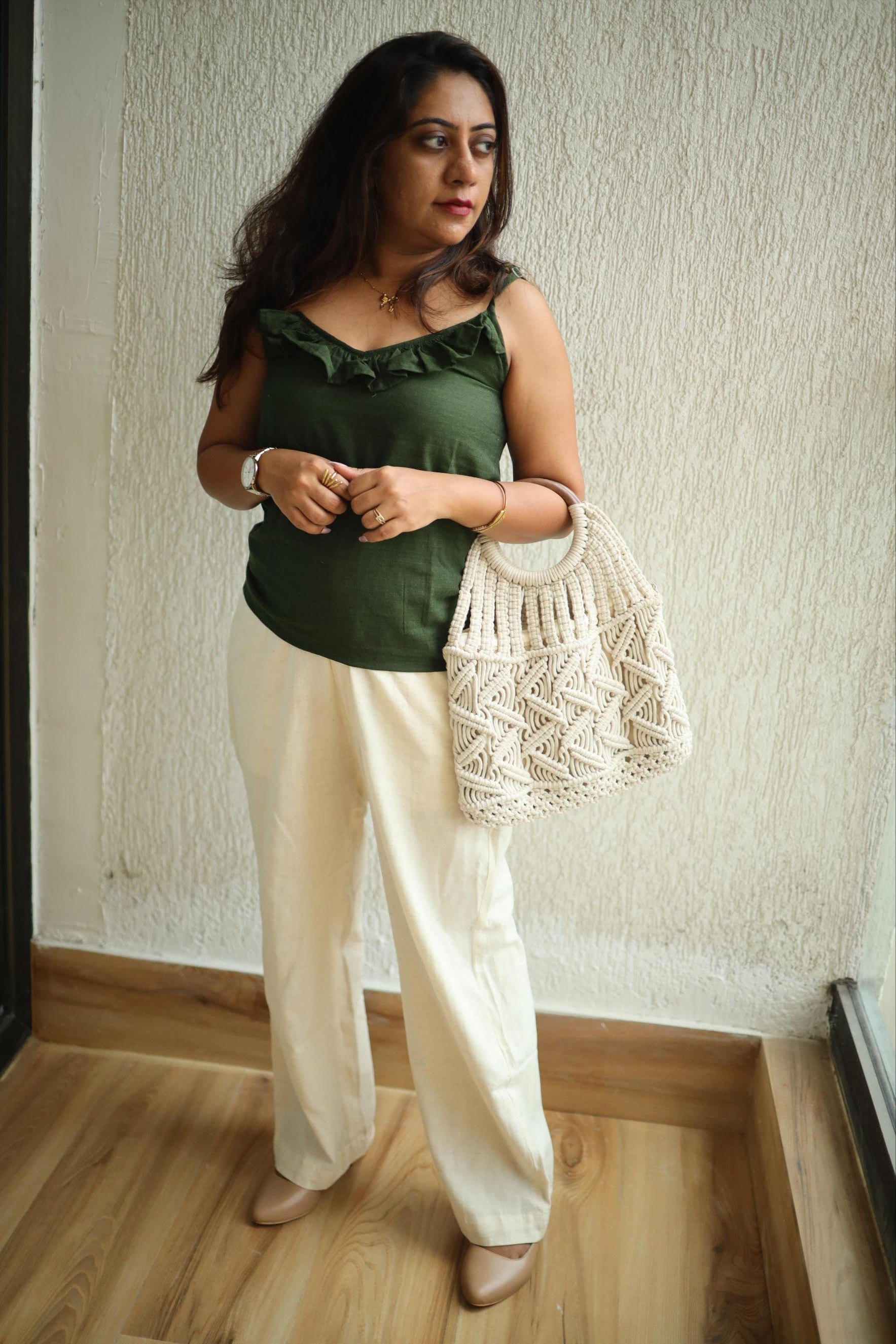 Green Ruffle Top