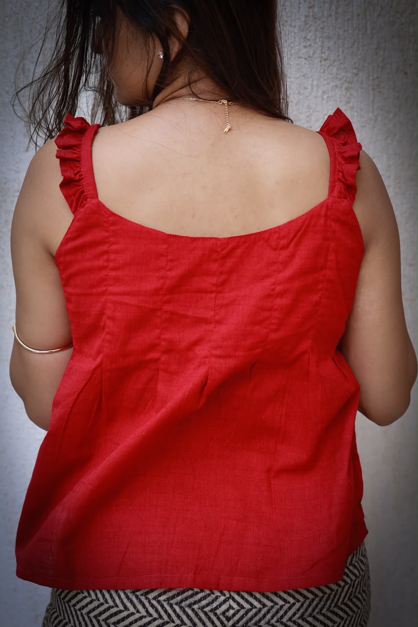 Red Ruffle Top
