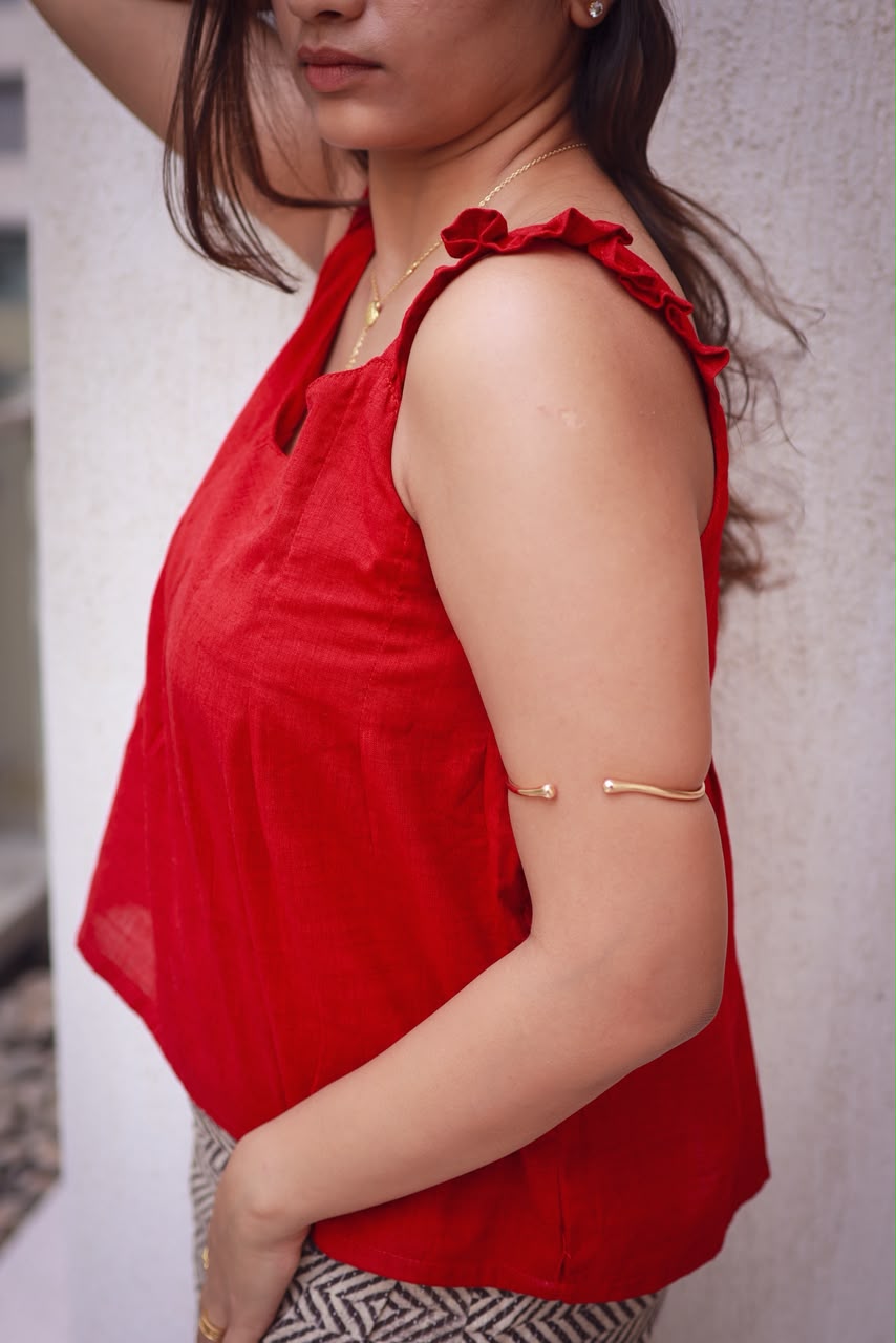 Red Ruffle Top