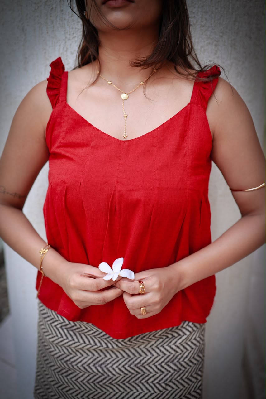 Red Ruffle Top